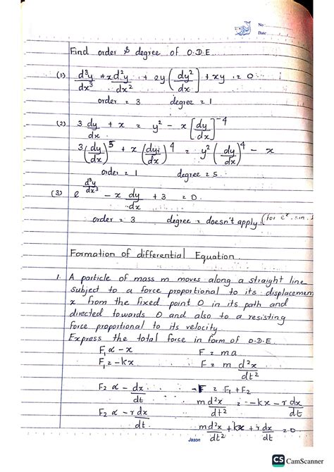 Solution Differential Equation Handwritten Notes Studypool