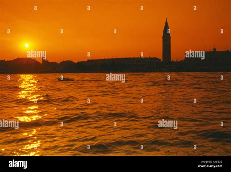 Venice skyline at sunset Italy Stock Photo - Alamy