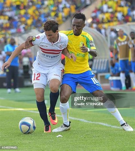 Mamelodi Sundowns Teko Modise fights for the ball against Zamalek ...