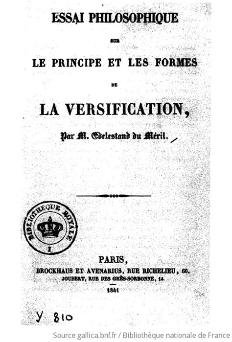 Essai Philosophique Sur Le Principe Et Les Formes De La Versification