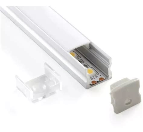 Pack 2 Perfil De Aluminio Para Muebles Casa Sin Tira Led 1m