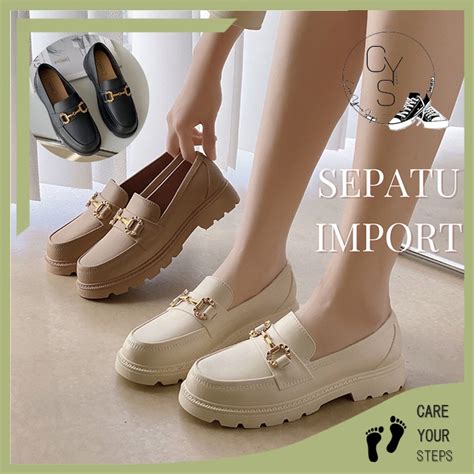 Jual Cys Sepatu Sandal Docmart Loafers Wanita Import Korea Slip On