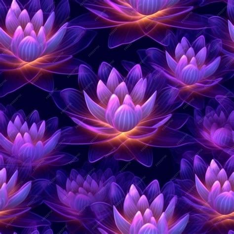 Premium Ai Image Purple And Orange Lotus Flowers On A Black Background Generative Ai