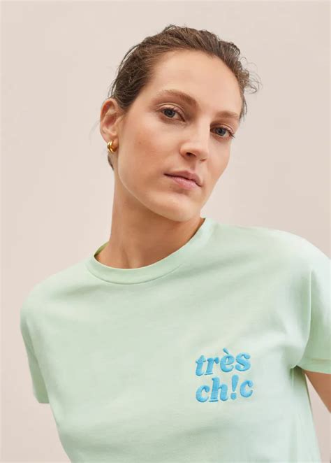 Embroidered Message T Shirt Woman Mango United Kingdom Mujeres