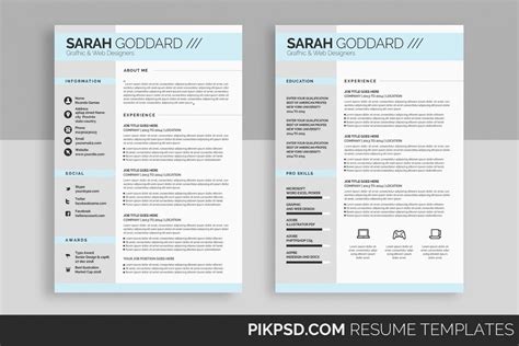 Stylish Resume Template Set 51263 Resume Templates Design Bundles