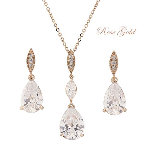 Cubic Zirconia Bridal Necklace And Earring Jewellery Set Bridal Necklace Bridal Necklace Set