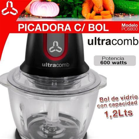 Picadora De Alimentos Ultracomb W Bol De Vidrio Lts Cuchillas