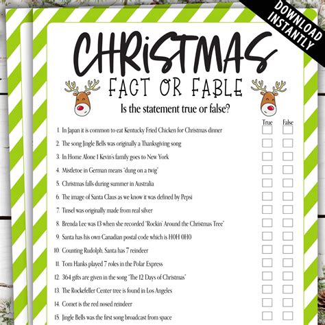 Christmas fact or fiction game fact or fable christmas party game