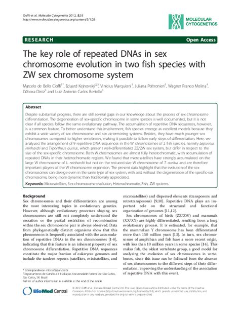 Pdf The Key Role Of Repeated Dnas In Sex Chromosome Evolution In Two