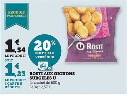 Promo Rösti Aux Oignons Surgelés U chez Hyper U iCatalogue fr