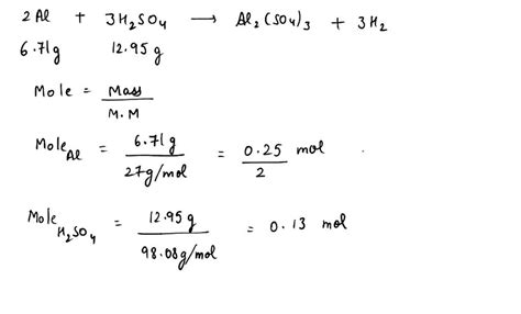 Solved How Many Grams Of Aluminum Sulfate Form When 6 71g Of Aluminum Reacts With 12 95g Of