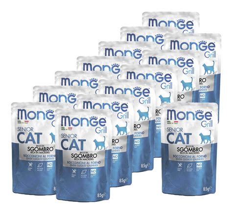 Monge Cat Grill Pouch паучи для пожилых кошек эквадорская макрель 85г х ...