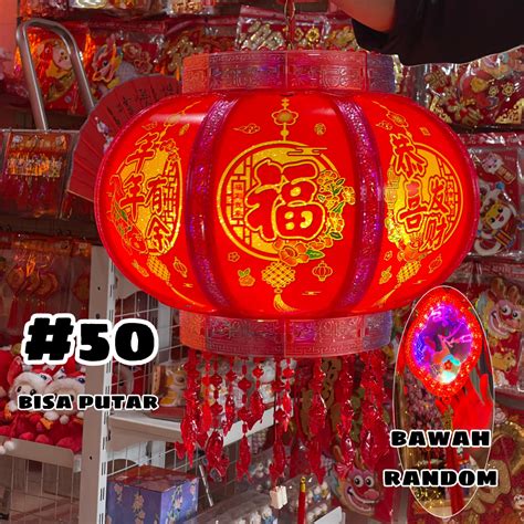 Jual Lampion Lampu Imlek Besar Listrik Led Bisa Putar Derajat Red