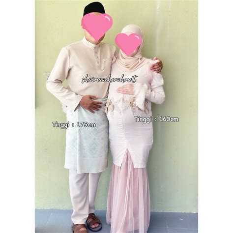 Pre Loved Baju Melayu Nude Color Baju Melayu Raya Sedondon Dgn