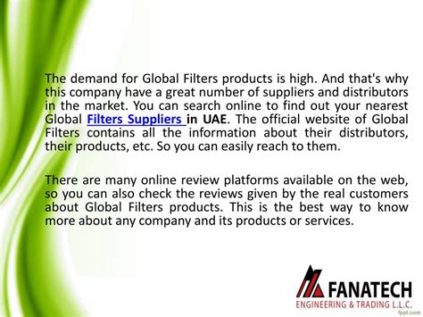 PPT - Growth Strategy to Global Filters Suppliers PowerPoint