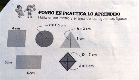 SOLVED Halla el perímetro y el área de las siguientes figuras