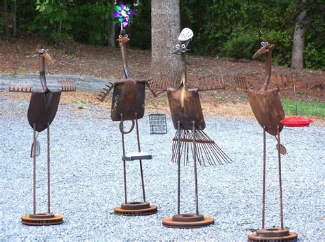 Bird Yard Art Using Recyled Repurposed Yard Tools Metal Yard Art