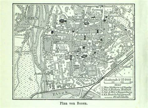 BOZEN ALTER STADTPLAN mappa della città vecchia datiert 1913 EUR 10