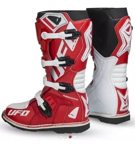 Botas Ufo Adulto Obsidian Motocross Atv Roja Blanca Off Road