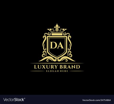 Da Initial Letter Gold Calligraphic Feminine Vector Image