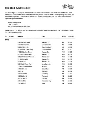 Fillable Online Fcc Unit Address List Fax Email Print Pdffiller