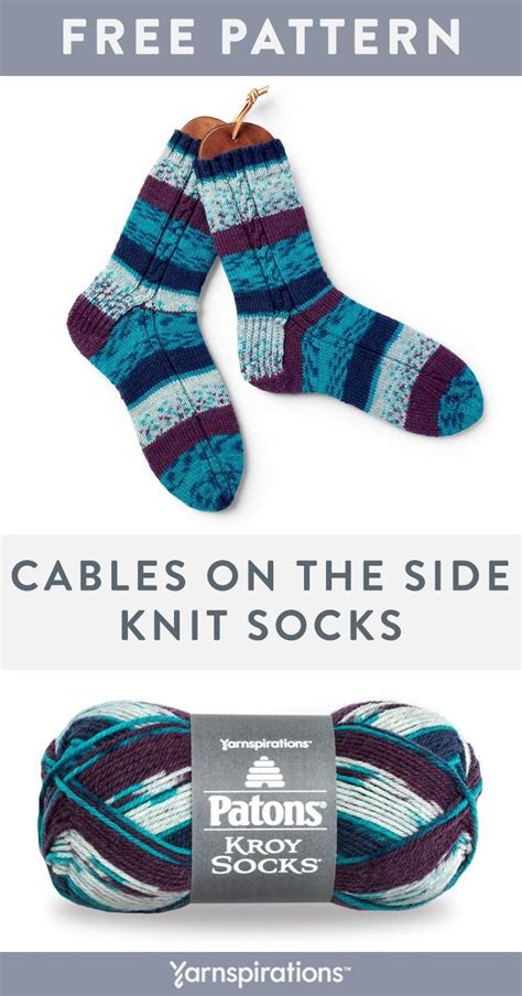 Free Intermediate Patons Knit Cables On The Side Socks Knit Pattern