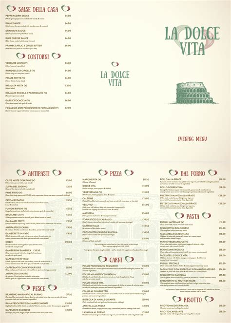 Main Menus La Dolce Vita Dumfries