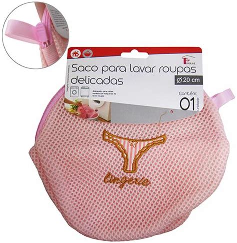 Saco Para Lavar Roupa Intima Ziper Rosa E Bordado Cm De Arte