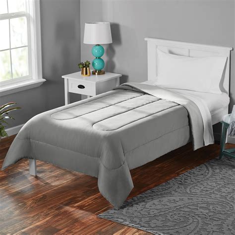 Mainstays Solid Brushed Microfiber Reversible Comforter Greysilver