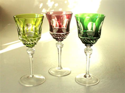 Lead Crystal Roman Wine Glasses Vintage Overlay Wine Glass Nachtmann West Germany Mid Century