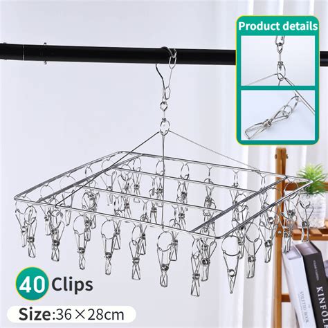 62 50 Clips Drying Racks Hanger Stainless Steel Clothes Hanger Clips