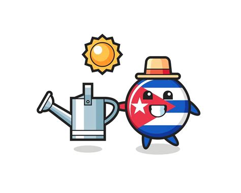 Cartoon character of cuba flag badge holding watering can 3268997 ...