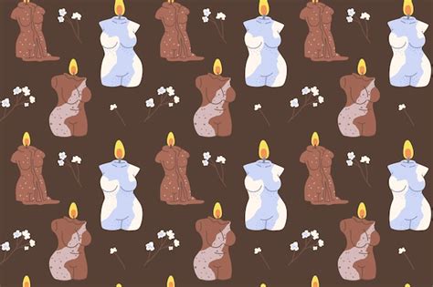 Premium Vector Dark Seamless Pattern With Candles In The Form Of A