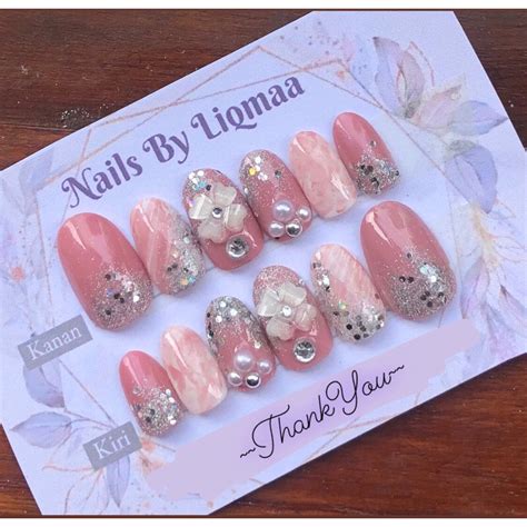 Jual Kuku Palsu Pink Nude Kuku Palsu Wedding Nail Art Nude Kuku