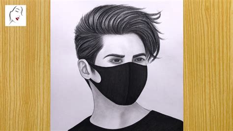 How To Draw Handsome Boy Wearing Face Mask Easy Boy Drawing Easy Drawing The Crazy