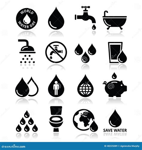 World Water Day Icons Ecology Green Concept Stock Vector