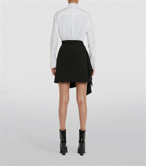 Womens Alexander McQueen Black Wool Asymmetric Mini Skirt Harrods UK