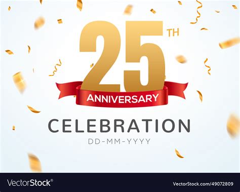 25 anniversary gold numbers with golden confetti Vector Image