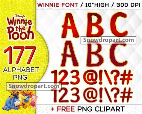 177 Winnie The Pooh Alphabet Png Bundle, Winnie The Pooh Font