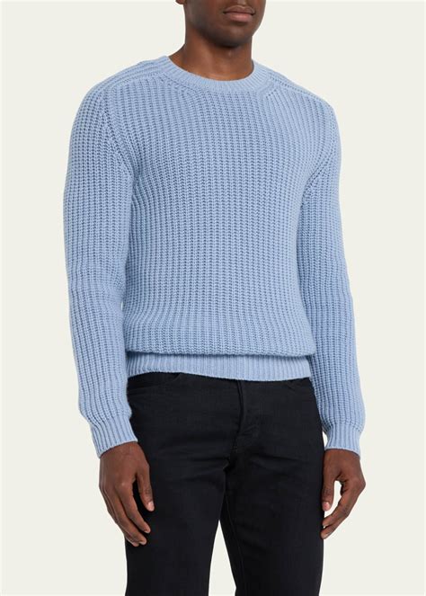 Iris Von Arnim Mens Stonewashed Cashmere Ribbed Crewneck Sweater