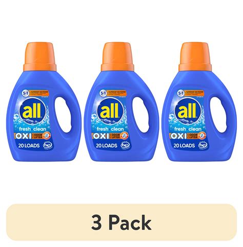 3 Pack All Liquid Laundry Detergent Fresh Clean Oxi Plus Odor Lifter