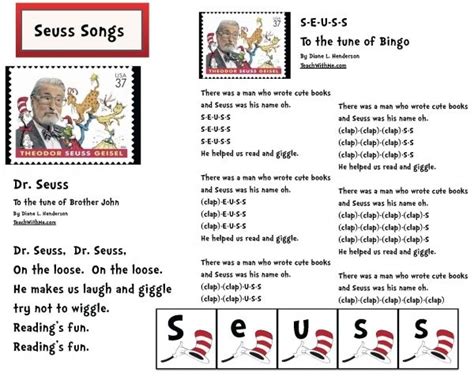 Some Seuss Songs Dr Seuss Activities Dr Seuss Week Preschool Songs