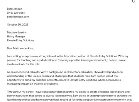 1 Education Cover Letter Examples With In Depth Guidance