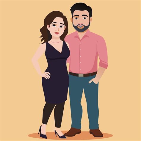 Romantic Couple Color Vector Clip Art Design Premium Ai Generated Vector