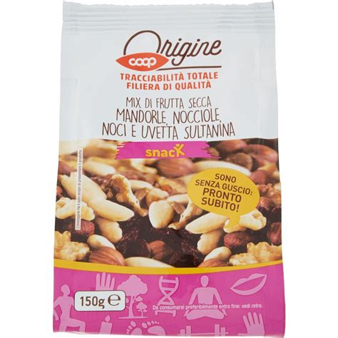 Frutta Secca Mix Mandorle Nocciole Noci Uvetta Coop Origine G