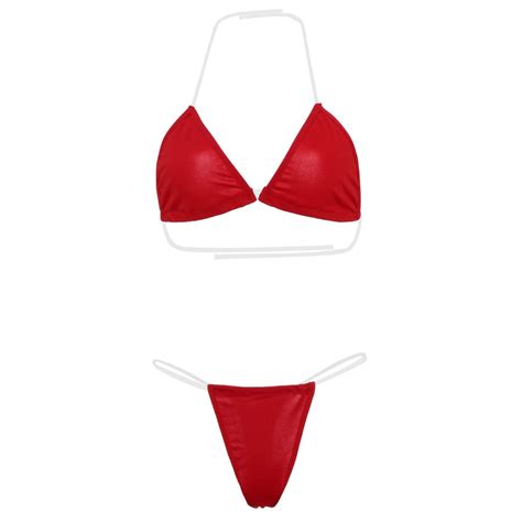 Sexy Bikini Set Solid Color Halter Micro Swimwear Women Tansparent