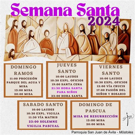 Horarios de Semana Santa 2024 Parroquia San Juan de Ávila