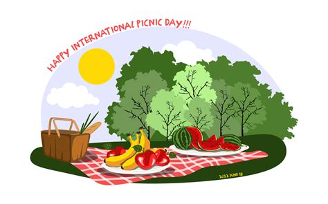 International And National Picnic Day Vector Illustration Happy Picnic