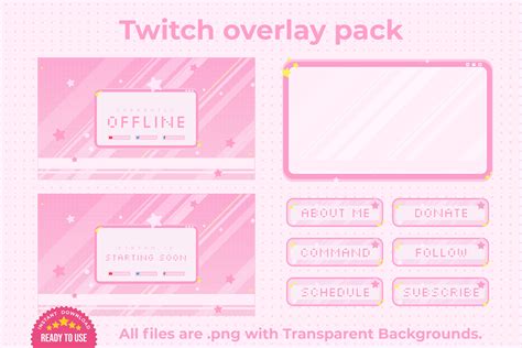 Cute Pink Twitch Overlay Stream Package Gráfico por ImranArt Creative