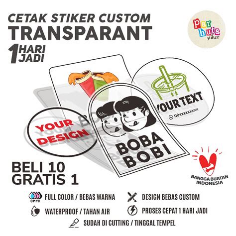 Jual CETAK STIKER TRANSPARAN I STIKER VINYL GLOSSY I STIKER ANTI AIR